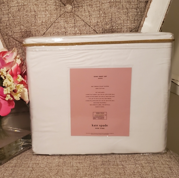 Kate Spade 4 Piece King Sheet Set White - Picture 2 of 3
